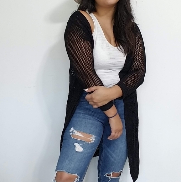 GOOD VIBES BLACK STRIPE CARDIGAN - Picture 14 of 15